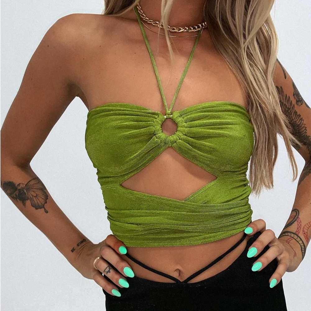 Princess Polly green crop top size 4